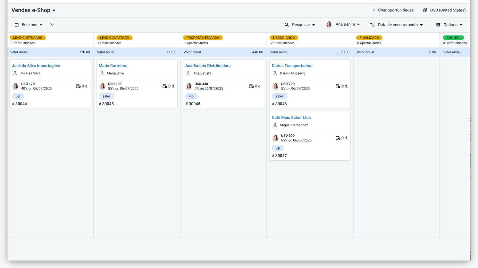 CRM Pipeline Kanban